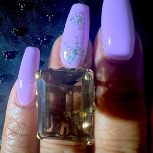 14k Large Vintage Smokey Quartz Ring